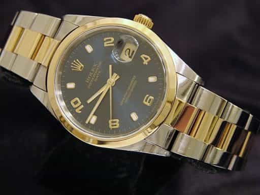 Mens Rolex Two-Tone 18K/SS Date Blue Arabic 15203 (SKU P654306MT)