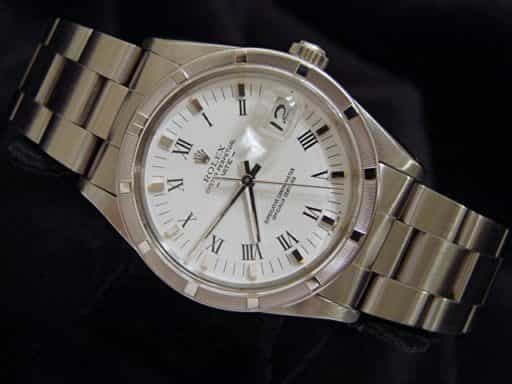 Mens Rolex Stainless Steel Date White Roman 15010 (SKU 8206602MT)