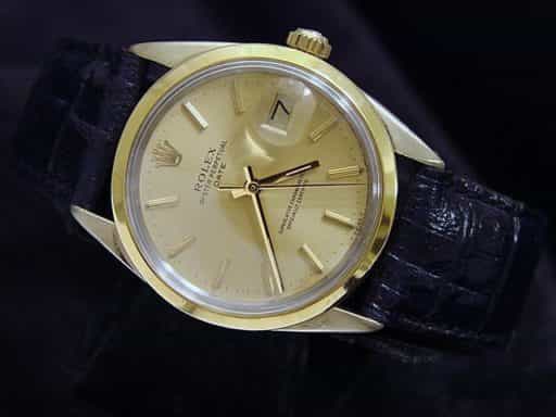 Mens Rolex 14K Gold Shell Date Champagne 1550 (SKU 6098272BMT)