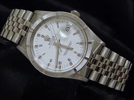 Mens Rolex Stainless Steel Date White Roman 15010 (SKU 7069842MT)