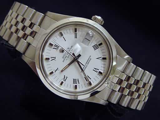 Mens Rolex Stainless Steel Date White Roman 15000 (SKU 7409575MT)