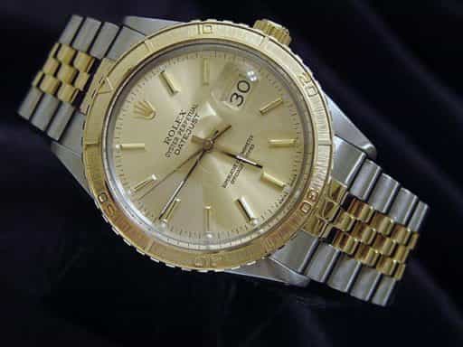 Mens Rolex Two-Tone 14K/SS Datejust Turn-O-Graph Champagne  16253 (SKU DJ331111MT)