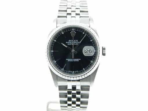 Mens Rolex Stainless Steel Datejust 16220 Watch Black Dial (SKU BF101874MT)