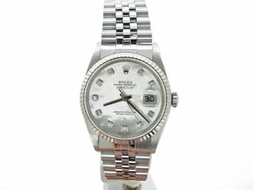 Mens Rolex Stainless Steel Datejust White MOP Diamond 16234 (SKU T740975MT)