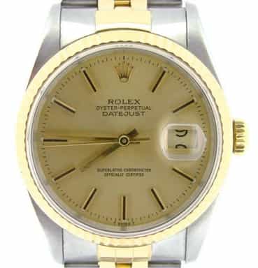 Mens Rolex Two-Tone 18K/SS Datejust Champagne  16233 (SKU X305333NBCMT)