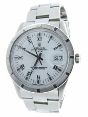 Mens Rolex Stainless Steel Date White Roman 15010 (SKU 7243724AMT)