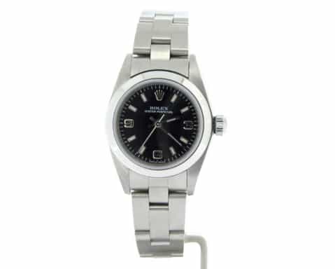 Ladies Rolex Stainless Steel Oyster Perpetual Black  76080 (SKU P309686NNCMT)