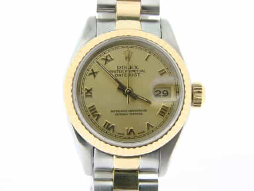 Ladies Rolex Two-Tone Datejust Champagne Roman 69173 (SKU 9268931NMT)