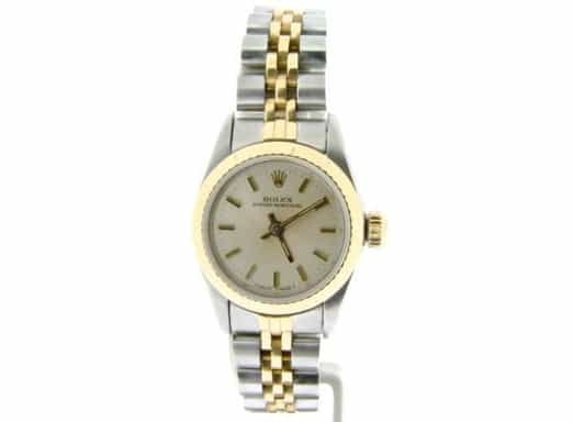 Ladies Rolex Two-Tone 18K/SS Oyster Perpetual Silver  67193 (SKU 9416049NCMT)