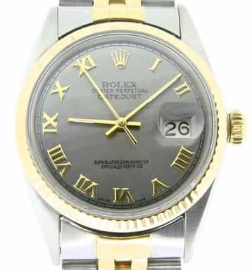 Mens Rolex Two-Tone 18K/SS Datejust Slate Roman 16013 (SKU B6589865NMT)