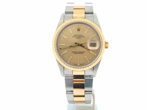 Pre Owned Mens Rolex Two-Tone Date Watch with a Gold Champagne Dial 15223 (SKU 7930668NM)