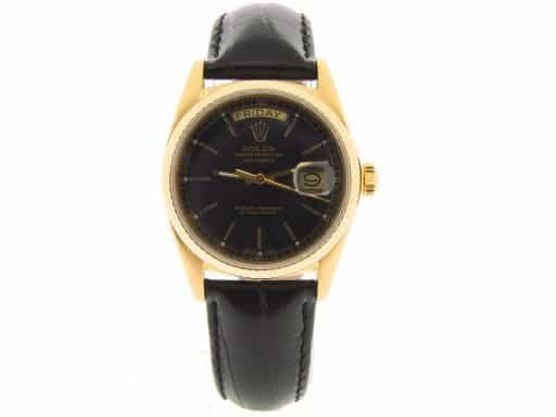 Mens Rolex 18K Gold Day-Date Watch with Black Dial 18038 (SKU B5611003NMT)