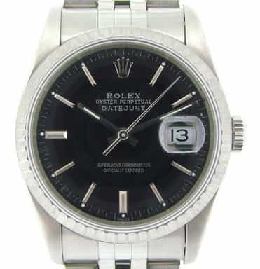 Mens Rolex Stainless Steel Datejust Black 16220 (SKU BE172354NMT)