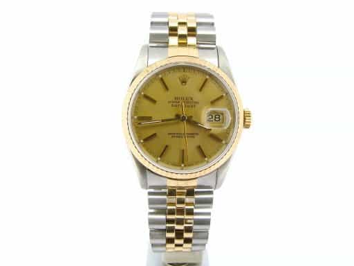 Mens Rolex Two-Tone 18K/SS Datejust Champagne  16233 (SKU X145190NBCDMT)