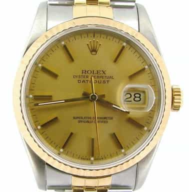 Mens Rolex Two-Tone 18K/SS Datejust Champagne  16233 (SKU X145190NBCDMT)