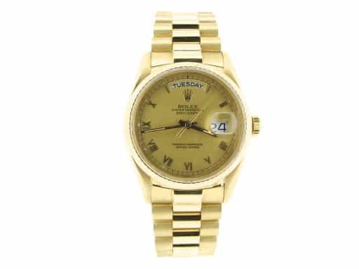 Mens Rolex 18K Gold Day-Date President Champagne Roman 18038 (SKU 8601333NMT)