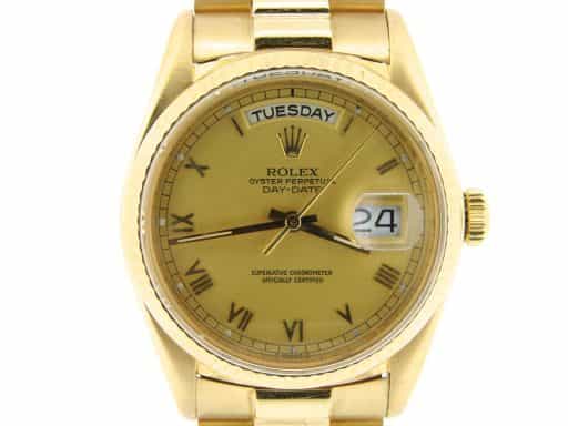 Mens Rolex 18K Gold Day-Date President Champagne Roman 18038 (SKU 8601333NMT)