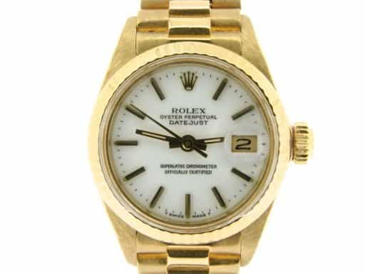 Ladies Rolex 18K Yellow Gold Datejust President White  6917 (SKU 6616388NMT)