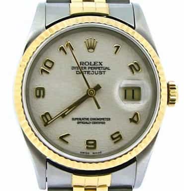 Mens Rolex Two-Tone 18K/SS Datejust White Arabic 16233 (SKU X402677NJUBMT)