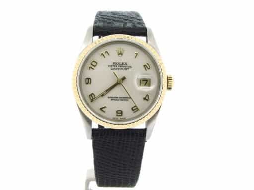 Mens Rolex Two-Tone 18K/SS Datejust White Arabic 16233 (SKU X402677NBLKBCMT)