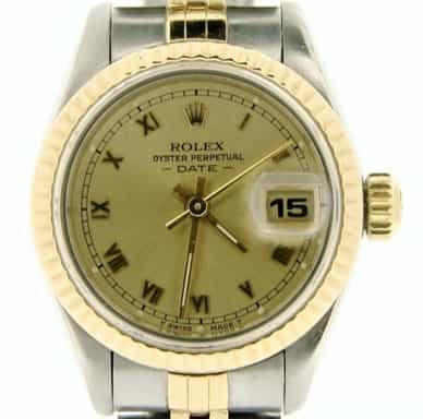 Ladies Rolex Two-Tone 18K/SS Date Champagne Roman 69173 (SKU 8285824NMT)