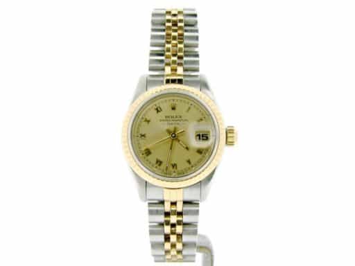 Ladies Rolex Two-Tone 18K/SS Date Champagne Roman 69173 (SKU 8285824NMT)