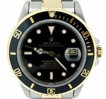 Mens Rolex Two-Tone 18K/SS Submariner Black  16803 (SKU 9019483NNCMT)