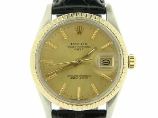 Mens Rolex Two-Tone Date Champagne 15053  (SKU 7026319NMT)