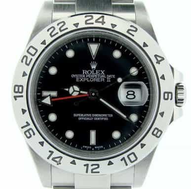 Mens Rolex Stainless Steel Explorer II Black Dial 16570T (SKU D469785NMT)