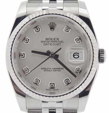 Mens Rolex Stainless Steel Datejust Silver Diamond 116234 (SKU 91L880H8NMT)