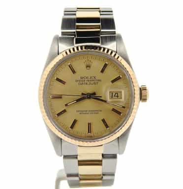 Mens Rolex Two-Tone 14K/SS Datejust Champagne  16013 (SKU 8279669NMT)