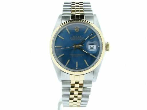 Mens Rolex 2Tone 18K/SS Datejust Blue Dial Watch 16013 (SKU R510340NMT)