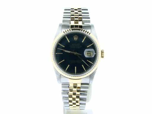Mens Rolex Two-Tone 18K/SS Datejust Black  16233 (SKU R788875NBCMT)