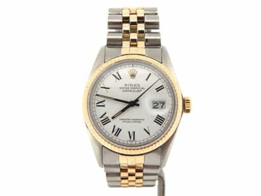 Mens Rolex Two-Tone Datejust White Roman 16013 (SKU 9369614NBMT)