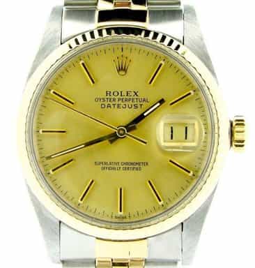Mens Rolex Two-Tone Datejust Champagne  16013 (SKU 7125957NBCMT)