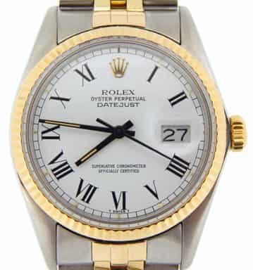 Mens Rolex Two-Tone Datejust White Roman 16013 (SKU 9369614NBMT)