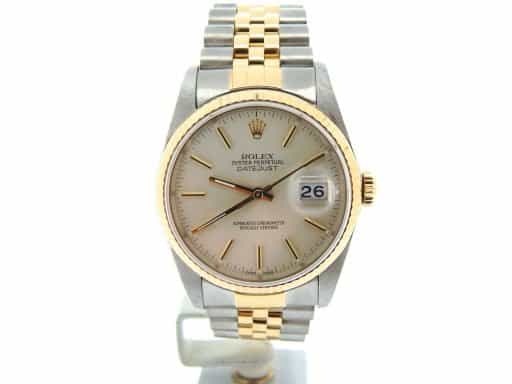 Mens Rolex Two-Tone 18K/SS Datejust Silver 16233 (SKU L538550NBCMT)