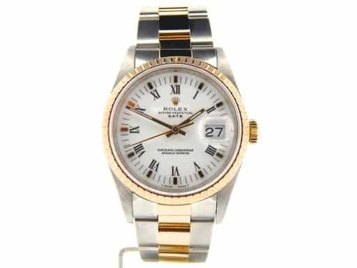 Mens Rolex Date Two-Tone Watch Ref. 15223 White Roman (SKU N435477NMT)
