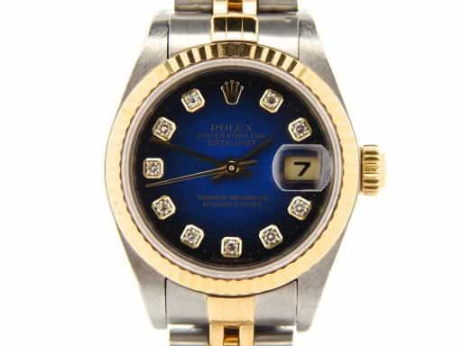 Ladies Rolex Two-Tone 18K/SS Datejust Blue Vignette Diamond 79173 (SKU K842715NMT)