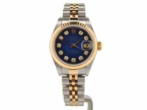 Ladies Rolex Two-Tone 18K/SS Datejust Blue Vignette Diamond 79173 (SKU K842715NMT)