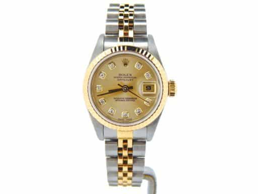 Ladies Rolex Two-Tone 18K/SS Datejust Champagne Diamond 69173 (SKU U416103NMT)