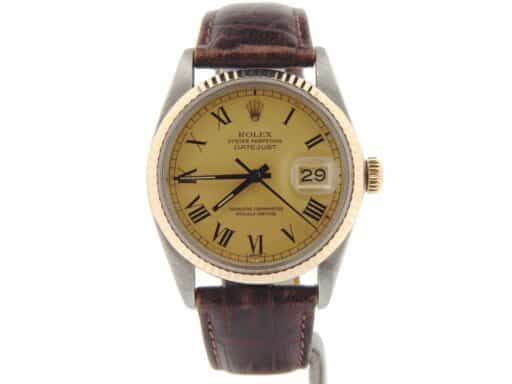 Mens Rolex Two-Tone 14K/SS Datejust Champagne Roman 16013 (SKU B8028107MT)