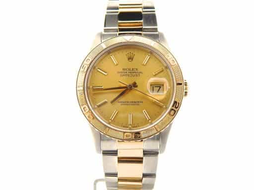 Mens Rolex Two-Tone 18K/SS Datejust Turn-O-Graph Champagne  16263 (SKU U782383NMT)