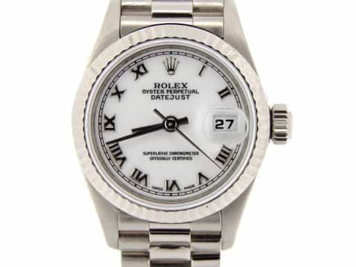 Ladies Rolex 18K White Gold Datejust President White Roman 69179 (SKU A158775NMT)