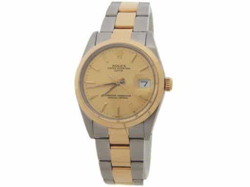 Mens Rolex Two-Tone Date Watch Gold Dial 15003 (SKU R504175AMT)