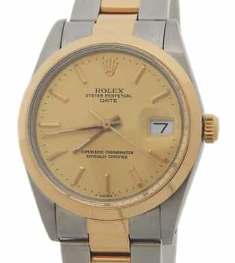 Mens Rolex Two-Tone Date Watch Gold Dial 15003 (SKU R504175AMT)
