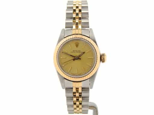 Ladies Rolex Two-Tone 18K/SS Oyster Perpetual Champagne  67193 (SKU R408479NMT)