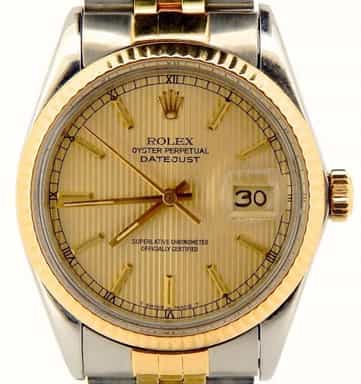 Mens Rolex Two-Tone 18K/SS Datejust Champagne  16013 (SKU 9451442NCMT)