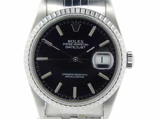 Mens Rolex Stainless Steel Datejust Black 16220 (SKU BY762851NMDMT)