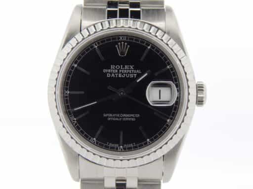 Mens Rolex Stainless Steel Datejust Black 16220 (SKU B1661197NMT)